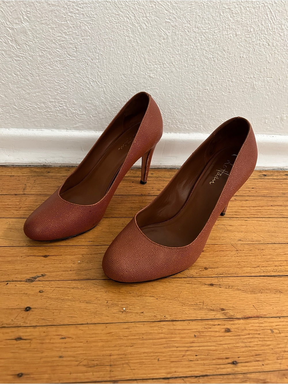 Cole Haan + NikeAir Rust Brown Textured Round-Toe Pumps 7.5